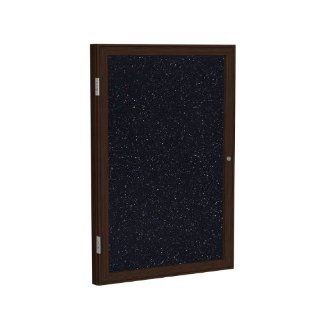 1 Door Wood Frame Enclosed Recycled Rubber Tackboard Frame Finish Walnut, Size 36" H x 30" W x 2.25" D, Surface Color Confetti  Combination Presentation And Display Boards 