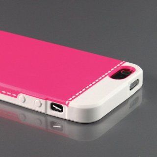 ZuGadgets High Quality iPhone 5 5G Sleek Duo Color Plastic Skin Case Cover Shell /Hot Pink + White (7941 8): Cell Phones & Accessories