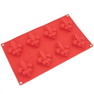Freshware 8 Cavity Silicone Fleur de Lis Cake and Soap Mold   Red