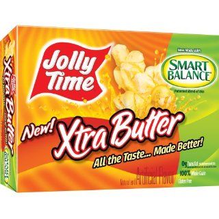 Jolly Time Xtra Butter Microwave Popcorn   Trans Fat Free Extra Butter Flavor   3 Count Boxes (Pack of 12) : Grocery & Gourmet Food