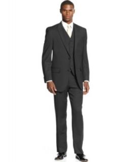 Tommy Hilfiger Suit, Black Tonal Stripe Vested Trim Fit   Suits & Suit Separates   Men
