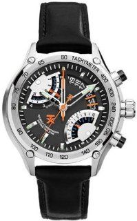 TX Men's T3C176 650 Flyback Chrono Dual Time Black Dial Stainless Steel Leather Band Watch: Watches
