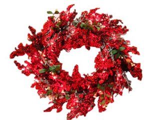 GKI Bethlehem Lighting Red Berry 30 Inch Christmas Christmas Wreath with 100 Red Mini  