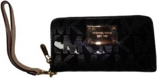 Michael Kors Electronics LG iPhone Case Wallet Wristlet Black Mirror Metallic: Wristlet Handbags: Shoes