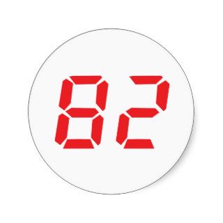 82 eighty two red alarm clock digital number sticker