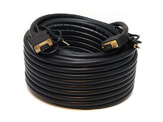 Monoprice 75 Feet VGA/SVGA Male Male Monitor Cable with Stereo Audio and Triple Shielding: Electronics