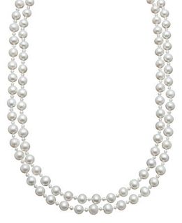 Belle de Mer Pearl Necklace, Sterling Silver Cultured Freshwater Pearl Two Row Strand   Necklaces   Jewelry & Watches