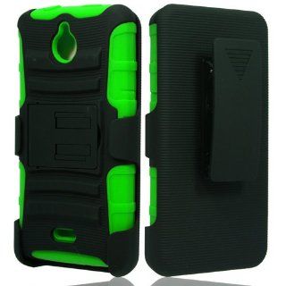 Black Green Rhino Holster Hybrid Gel Case for Huawei H881C Ascend Plus/Valiant + Accessory Kit Cell Phones & Accessories
