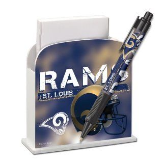 St. Louis Rams Stationery Desk Caddy with Matching Ballpoint Grip Pen   NFL (12019 QUZ) : Memo Paper Pads : Office Products