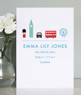 25 personalised birth announcement cards by one little dicky bird
