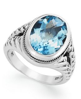 Balissima by EFFY Blue Topaz Oval Ring (6 5/8 ct. t.w.) in 18k Gold and Sterling Silver   Rings   Jewelry & Watches