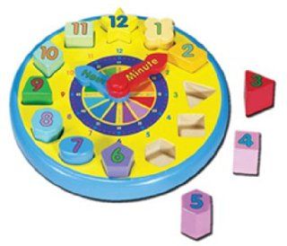 Wooden Shape Sorting Clock: Toys & Games