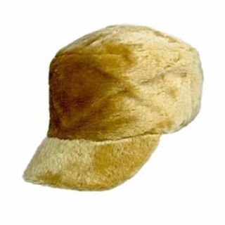 Luxury Divas Tan Military Cloche Plush Faux Shear Ling Cap Hat