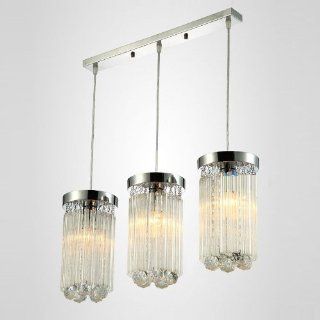 Modern Crystal Ball Hanging Porch Ceiling Light Clear Glass Sticks Round 3 Lights Dining Room Pendant lamps (3 heads rectangle top)   Ceiling Pendant Fixtures