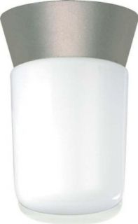 Nuvo Lighting SF77/155 Utility Fixture Die Cast Aluminum Durable Outdoor Close to Ceiling Porch and Patio Light with White Glass Cylinder, Satin Aluminum   Flush Mount Ceiling Light Fixtures  