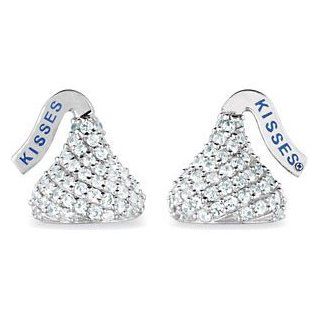 Sterling Silver Flat Back Cz Hershey's Kiss Stud Earrings 12.35X12.80 Mm 85210: Jewelry