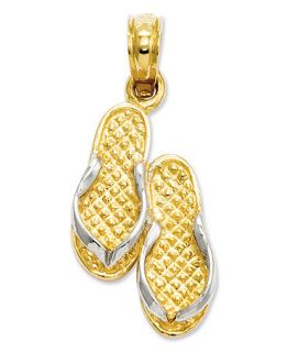 14k Gold and Sterling Silver Charm, Flip Flops Charm   Jewelry & Watches