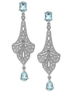 Sterling Silver Earrings, Blue Topaz (8 1/4 ct. t.w.) and Diamond Accent Chandelier Drop Earrings   Earrings   Jewelry & Watches