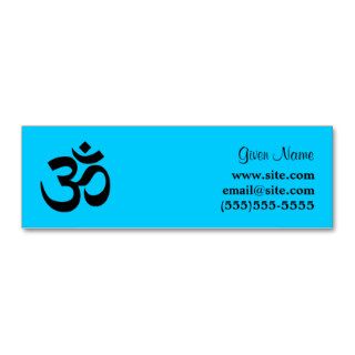 Aqua and Black Om Symbol Skinny Business Card Business Cards