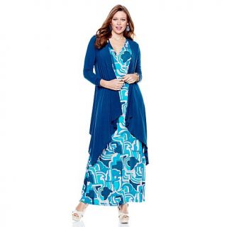 Nikki by Nikki Poulos Printed or Solid Jersey Maxi Dress with Belt