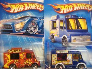 Hot Wheels Ice Cream Truck Variant Set Tropicool Series 5 Spoke Red #142 & The City Works 10 Spoke Blue #113 {2 Pieces} Scale 1/64 Collector Toys & Games