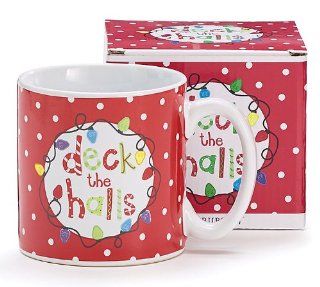 Deck The Halls Christmas 13 Oz Coffee Mug Great Holiday Gift: Lavender Coffee Cup: Kitchen & Dining