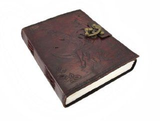 Embossed Leather Crescent Moon Fairy 136 Leaf Diary Journal with Lock   Childrens Diaries