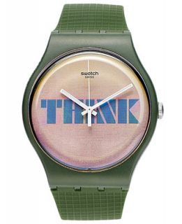 Swatch Unisex Swiss Stop Think Talk Olive Green Silicone Strap Watch 41mm SUOG104   Watches   Jewelry & Watches