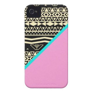 Black Aztec Pattern Teal Neon Pink Color Block iPhone 4 Case