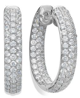 Sterling Silver Swarovski Zirconia Pave Hoop Earrings (8 1/2 ct. t.w.)   Earrings   Jewelry & Watches