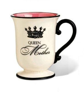 'Queen Mother' Coffee Tea Mug Cup, Gift, Black, White & Pink: Kitchen & Dining