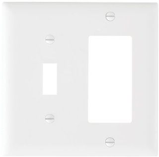 Pass & Seymour TP126WCC12 Trade Master Nylon Combination Openings Wall Plate with One Toggle Switch and One Decorator Opening, Two Gang, White    