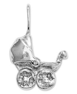 14k White Gold Charm, Baby Carriage Charm   Jewelry & Watches