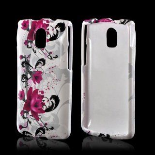 Magenta Flowers with Black Vines on White Pantech Discover Plastic Case Cover [Anti Slip] Supports Premium High Definition Anti Scratch Screen Protector; Durable Fashion Snap on Hard Case; Coolest Ultra Slim Case Cover for Discover Supports Pantech Devices