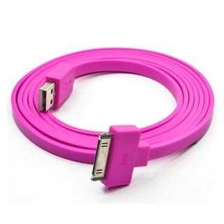 Bluecell Slim Flat 6FT feet USB Data/Sync Cable for Apple iPhone 4 4S 3GS iPod Touch New iPad  (Hot Pink): Cell Phones & Accessories