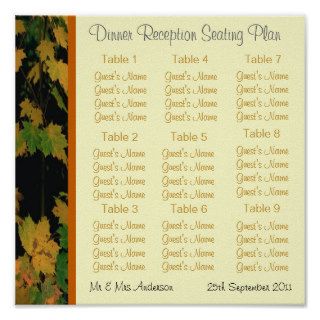 Fall Wedding Dinner Reception Seating Plan Poster