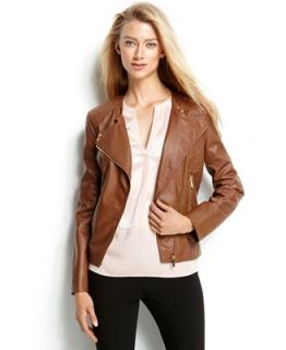 Calvin Klein Quilted Faux Leather Zip Front Moto Jacket   Jackets & Blazers   Women