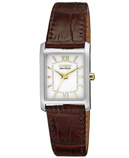 Citizen Womens Eco Drive Brown Leather Strap Watch 25x23mm EP5914 07A   Watches   Jewelry & Watches