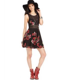Free People Dress, Sleeveless Scoop Neck Floral Print Lace   Dresses   Women