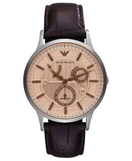 Emporio Armani Watch, Mens Automatic Meccanico Brown Croco Leather Strap 43mm AR4660   Watches   Jewelry & Watches