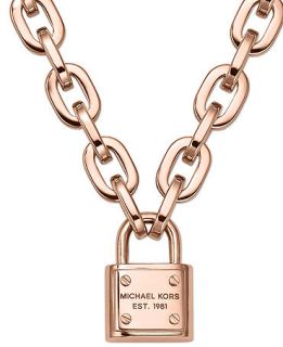 Michael Kors Rose Gold Tone Chain Padlock Pendant Necklace   Fashion Jewelry   Jewelry & Watches