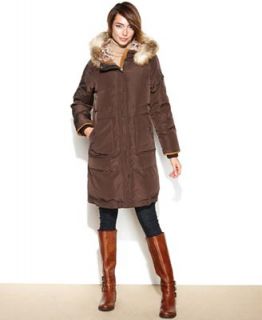 Jones New York Coat, Hooded Faux Fur Trim Quilted Puffer   Coats   Women