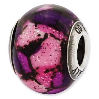 Reflection Beads   925 Sterling Silver Italian Pink Decorative Overlay Glass Bead Jewelry