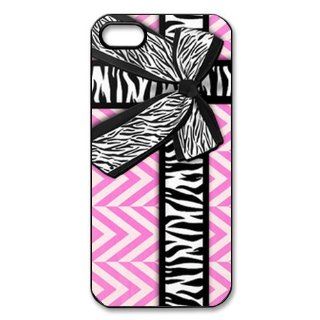 Treasure Design Funny Girly zebra ribbon & bow, pink chevron stripes APPLE IPHONE 5 Best Durable Case: Cell Phones & Accessories
