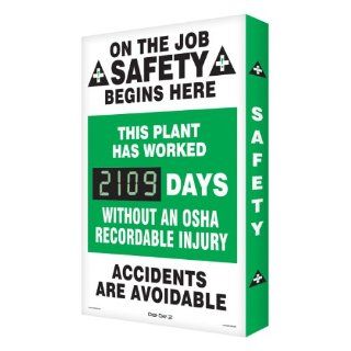 Accuform Signs SCG109 Aluminum Digi Day 2 Electronic Scoreboard, "This Plant Has Worked #### Days Without An OSHA Recordable Injury, " 2" Depth X 20" Width X 28" Height: Industrial Warning Signs: Industrial & Scientific