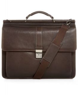 Kenneth Cole New York Leather Paglietta Double Gusset Briefcase   Business & Laptop Bags   luggage