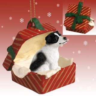 JACK RUSSELL TERRIER Dog BlK/Wht Smooth in a RED GIFT BOX Christmas Ornament New Resin RGBD105B   Collectible Figurines