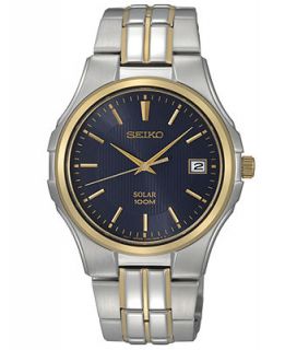 Seiko Watch, Mens Solar Two Tone Stainless Steel Bracelet 39mm SNE124   Watches   Jewelry & Watches