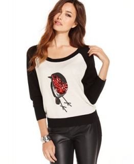 French Connection Sweater, Three Quarter Scoop Neck Bird Baseball Top   Sweaters   Women