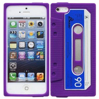 New Bfun Purple Retro Cassette Style Soft Silicone Cover Case for Apple Iphone 5 5g: Cell Phones & Accessories